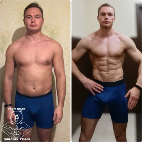 Виталий, −15 см в животе, +3 см в плечах
